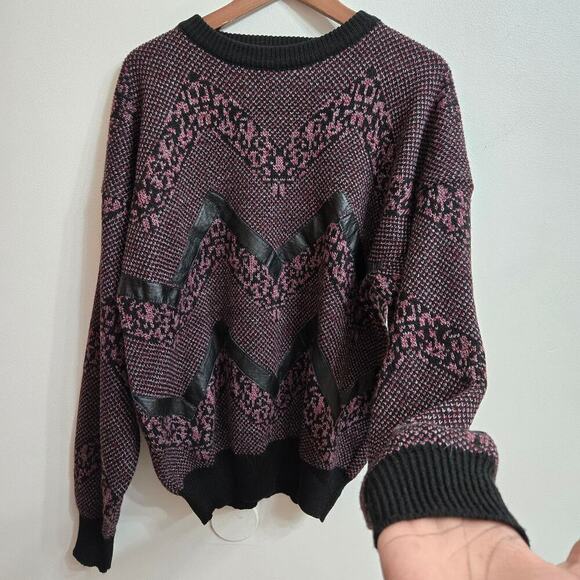 Marc Daniels Vintage 90s Patchwork Sweater Size M Eclectic Grandpa Fairy Grunge - Picture 2 of 11